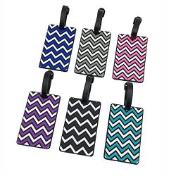 Set of 6 Colorful Waves PVC Luggage Tags for Travel Identifier Suitcase Label