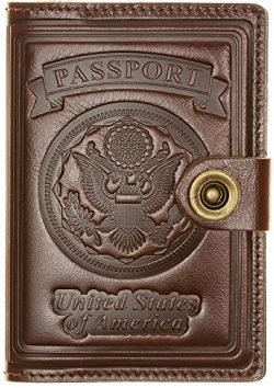 Villini – Leather US Passport ID Card Holder – Travel Wallet Case For Men Women (Bro ...