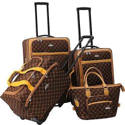 American Flyer Luggage Signature 4 Piece Set, Chocolate Gold, One Size