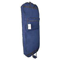 DALIX 60″ Professional Garment Bag Cover Suits Dresses Gowns Foldable Shoe Pocket in Navy Blue