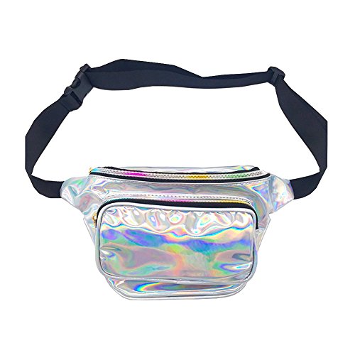 Women Laser Waist Bag Waterproof Shiny Neon Fanny Bag Bum Bag Beach