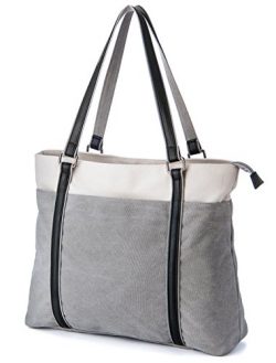 Laptop Tote Bag, GRM Canvas Shoulder Bag, Carrying Handbag for Laptop up to 15.6 inch, Travel Co ...