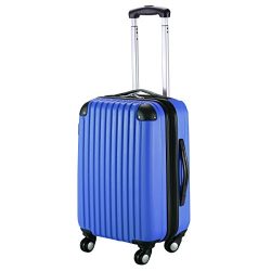 Goplus New GLOBALWAY 20″ Expandable ABS Carry On Luggage Travel Bag Trolley Suitcase (Navy)