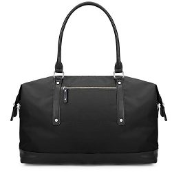 ECOSUSI Duffel Bag Weekender Overnight Bag Large Travel Tote Shoulder Bag for Men & Women, Black