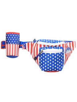 American Flag USA Fanny Pack with Drink Holder
