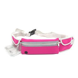 Adjustable Running Belt, Waterproof Fanny Pack with Water Bottles Zipper Pockets and Headphone P ...