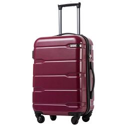 Coolife Luggage Expandable Suitcase PC+ABS Spinner 20in 24in 28in Carry on (Radiant Pink., S(20in).)
