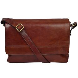 Leather Laptop Messenger Bag for men – Mens Office Briefcase Macbook Satchel Professional  ...