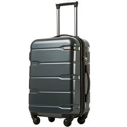 Coolife Luggage Expandable Suitcase PC+ABS Spinner 20in 24in 28in Carry on (Teal., S(20in).)