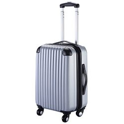 Goplus New GLOBALWAY 20″ Expandable ABS Carry On Luggage Travel Bag Trolley Suitcase (Gray)