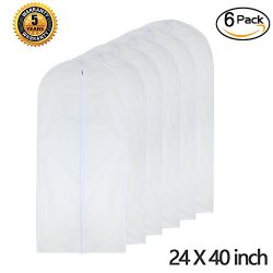 HomeClean Garment Bag Clear 24” x 40” Suit Bag Moth Proof Garment Bags White Breatha ...