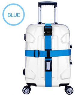 Zaptex Nylon Luggage Strap with Lock Travel Suitcase Belts (Blue)