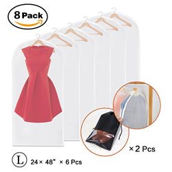 Garment Bags for Storage,ZONEYILA Set of 6 PEVA Breathable Translucent Dust Suit Cover with Side ...