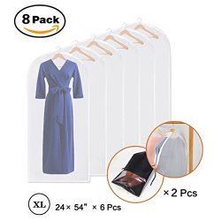 Garment Bags for Storage,ZONEYILA Set of 6 PEVA Breathable Translucent Dust Suit Cover with Side ...