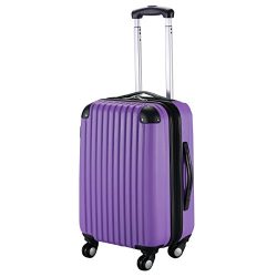Goplus New GLOBALWAY 20″ Expandable ABS Carry On Luggage Travel Bag Trolley Suitcase (Purple)