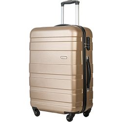 Merax Afuture 20 24 28 inch Luggage Lightweight Spinner Suitcase (20, Gold)