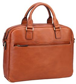 Banuce Vintage Full Grain Genuine Leather Briefcase for Men Business Tote 14″ Laptop Messe ...