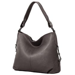 YALUXE Women’s Stylish Genuine Leather Tote Travel Shoulder Bag Handle bag Bags for Women grey
