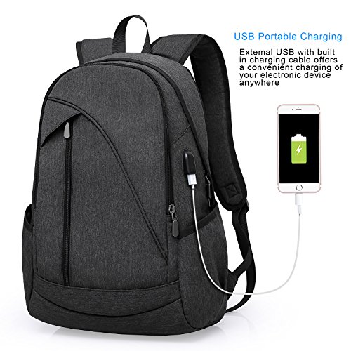 ibagbar Water Resistant Laptop Backpack with USB Charging Port Fits up ...