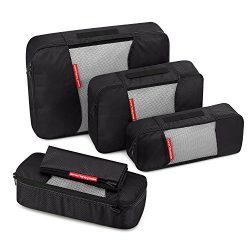 Travel Packing Cubes, Gonex Luggage Organizers L+2S+Slim+Laundry Bag Black