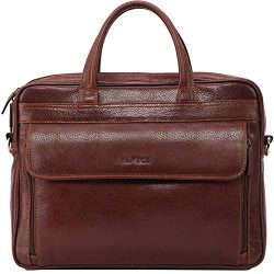 Banuce Full Grain Leather Briefcase for Men 15.6″ Business Laptop Bag Multifuction Organiz ...