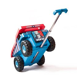 PUQU Monster Truck Design Kids Travel Suitcase Toddler Luggage With Wheels (Blue)