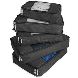 TravelWise Packing Cube System – Durable 5 Piece Weekender Plus Set (Black)