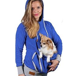 Pet Carriers, Unisex Hoodies Pet Holder Cat Dog Kangaroo Pouch Carriers Pullover (Blue, M)