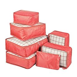 Vercord 7 Set Travel Packing Organizers Cubes Mesh Luggage Cloth Bag Cubes With Bra/Underwear Cu ...