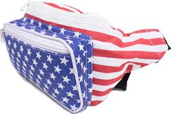 SoJourner Bags Fanny Pack – USA American Flag Stars and Stripes (Red, White, Blue)