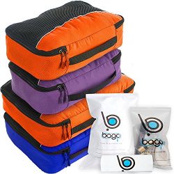 4 Travel Packing Cubes For Luggage Organizer / Suitcase + 6 Toiletry and Laundry Organizers (2_L ...