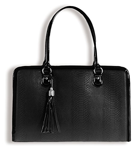 BfB Laptop Bag for Women - Handmade Designer Briefcase Messenger 17 Inch Computer Bag - Black ...