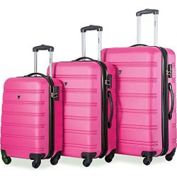 Travelhouse Luggage Set 3 Piece Expandable Lightweight Spinner Suitcase (Pink)