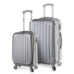 TravelCross Victoria Lightweight Hardshell Spinner Luggage (Silver, 2-piece set (20”/28 ...