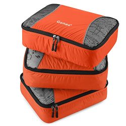 Gonex Packing Cubes 3 Set Travel Luggage Packing Organizers Pouches(Orange)