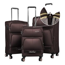 Windtook 3 Piece Luggage Sets Expandable Spinner Suitcase Bag for Travel and Business-8050 (Coff ...