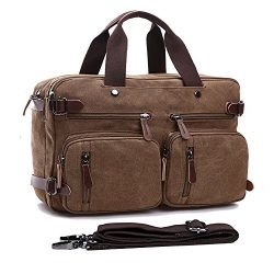 15.6-17.3″ Men’s Messenger Bag Canvas Laptop Bag, Gudui Hybrid Multifunction Briefca ...