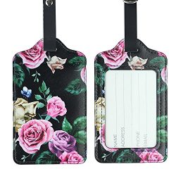 Lizimandu PU Leather Luggage Tags Suitcase Labels Bag Travel Accessories – Set of 2(Black  ...