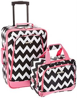 Rockland 2 Piece Expandable Luggage Set, Pink Chevron, One Size