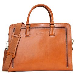 Banuce Women’s Full Grains Leather Briefcase Messenger Satchel Bag 14 Laptop Cas