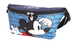 Disney Mickey Minnie Mouse Zippered Waist Fanny Pack Belly Bag for Travel Belt Bag (Blue Mickey)