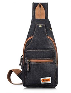 Leaper Denim Message Sling Bag Outdoor Cross Body Bag Messenger Bag for Women (Denim-Dark Gray)