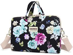 Dachee Black Flowers Patten Waterproof Laptop Shoulder Messenger Bag Case Sleeve for 14 Inch 15  ...