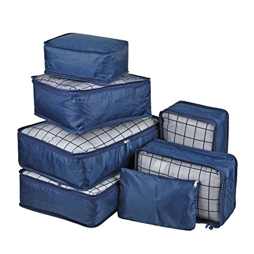 Vercord 7 Set Travel Packing Organizers Cubes Mesh Luggage Cloth Bag ...