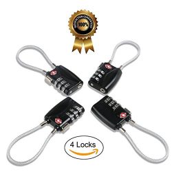 TSA Luggage Locks,TSA Approved Travel Combination Luggage Locks for Suitcases-4 Pack (Black-4)