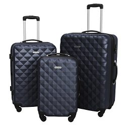 3 Piece Luggage Set Durable Lightweight Hard Case Spinner Suitecase LUG3 SS577A NAVY NAVY