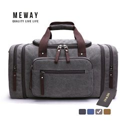 Oversized Canvas Leather Weekender Bag Travel Duffel Shoulder Handbag with Strap by MEWAY (CANVA ...