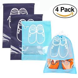 Shoe Bags 4 Pcs for Travel Shoe Storage Gym Bags Dust-proof Drawstring with Transparent Window ( ...