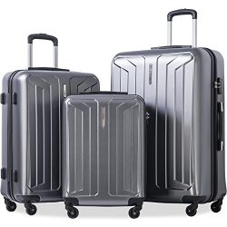 Flieks 3 Piece Luggage Set Eco-friendly Spinner Suitcase with TSA Lock (Gray)