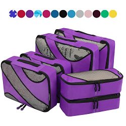 6 Set Packing Cubes,3 Various Sizes Travel Luggage Packing Organizers Purple
